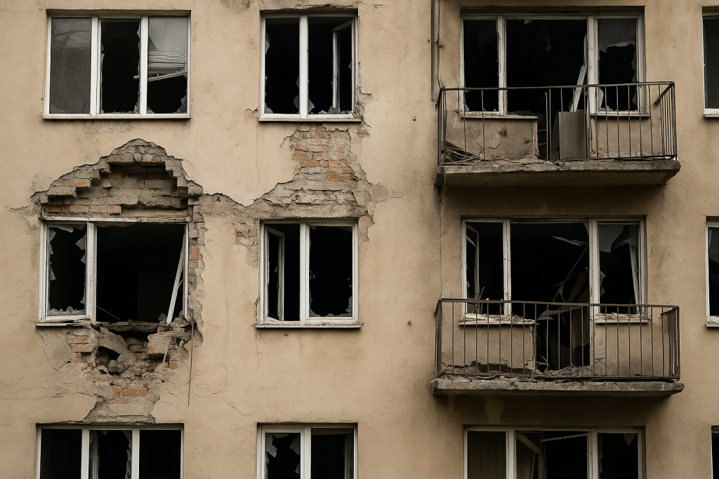 Поврежденное здание после взрыва