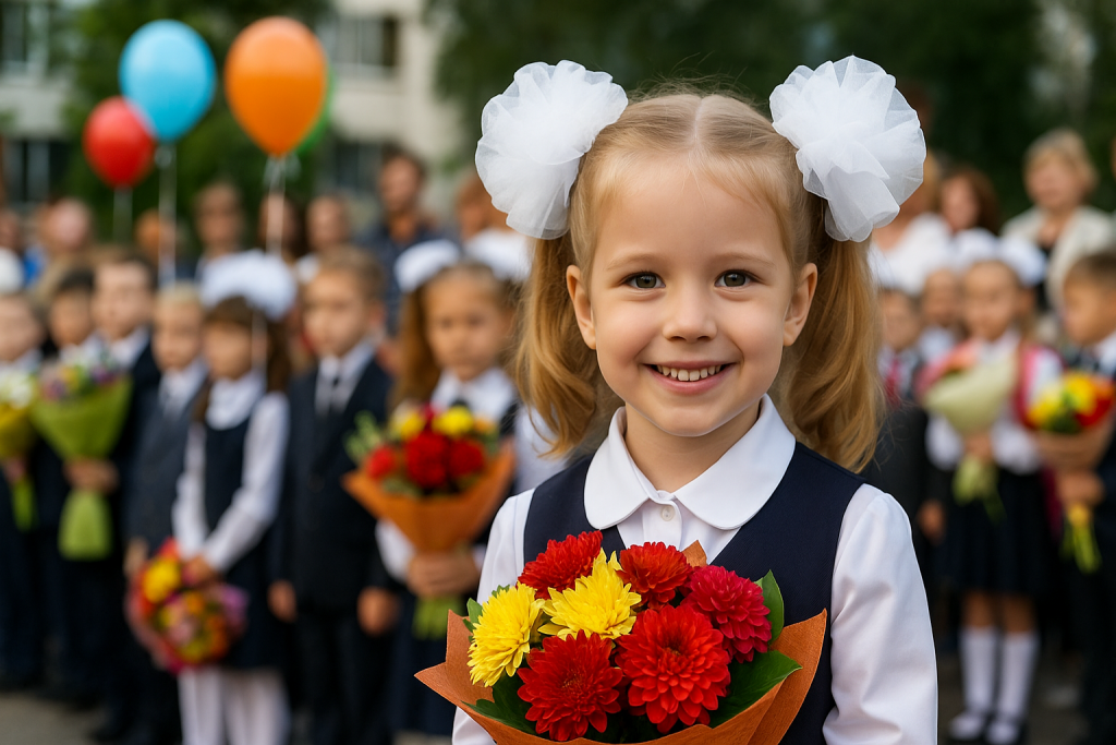 Первоклассники на линейке