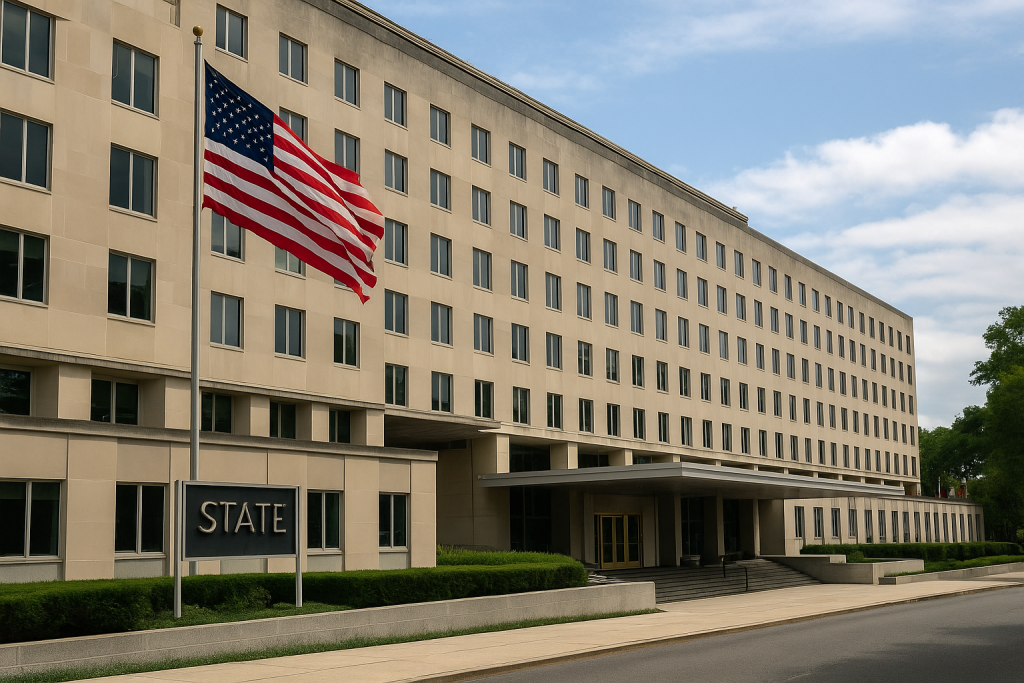 Государственный департамент США, где обсуждаются дипломатические планы и рамочное соглашение по Украине.