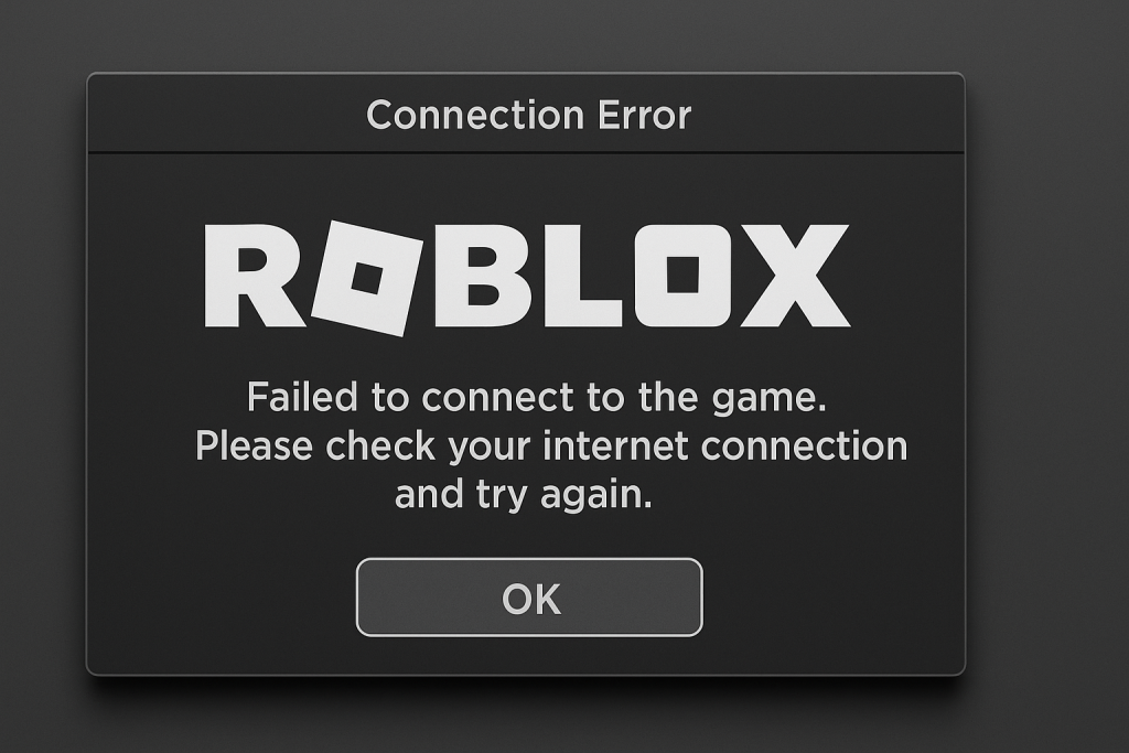 Серверный экран с ошибкой подключения Roblox