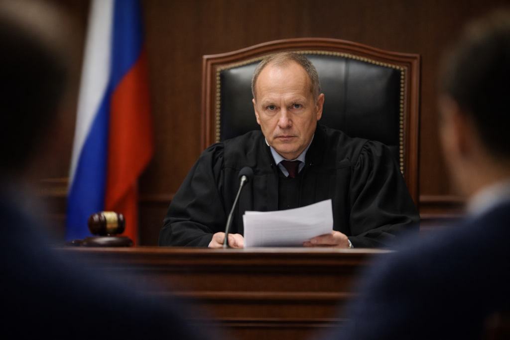 Судья рассматривает дело в суде