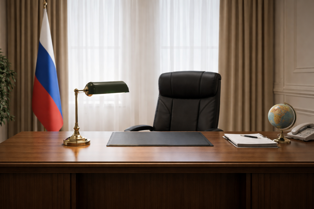 Кабинет дипломата в посольстве на фоне дипломатических отношений России и Польши.