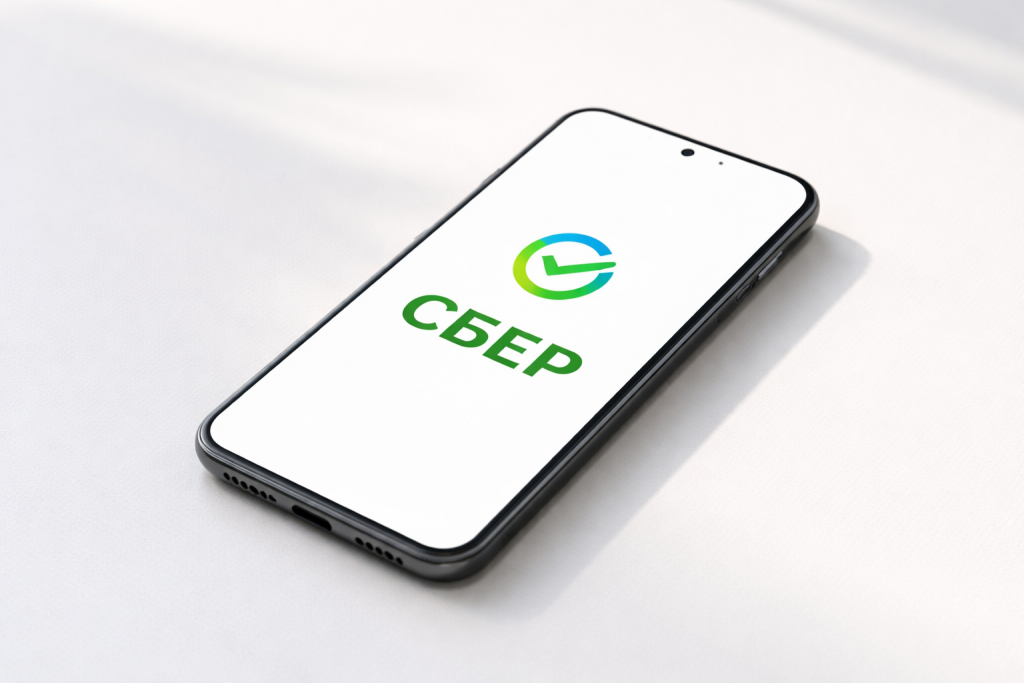Смартфон с логотипом Сбербанка на экране на светлом фоне, иллюстрация к новости о комиссии за обслуживание неактивных счетов.