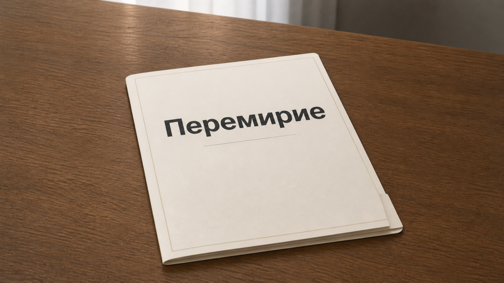 Папка с надписью "Перемирие" на столе.
